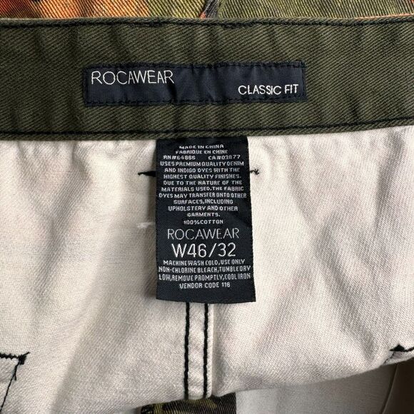 Rocawear Camo Jeans Mens 46x29 Orange Moto Streetwear Unique Retro Y2K EXCELLENT - Picture 8 of 11
